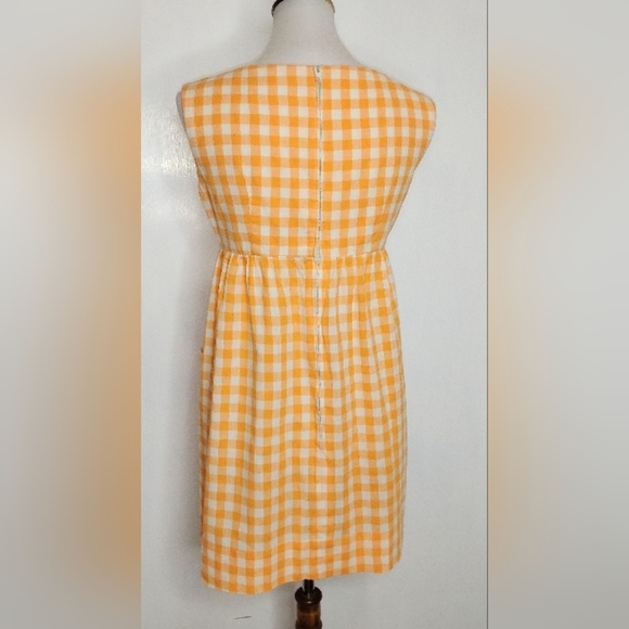 TANGERINE GINGHAM COTTON HANDMADE EMPIRE DRESS - Picture 2 of 9